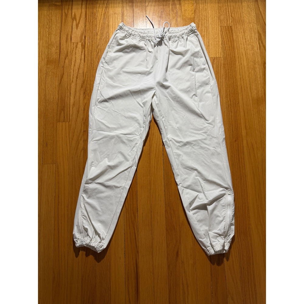 Tna Aritzia White Nylon Jogger Pants Women Large Drawstring Elastic Waist L